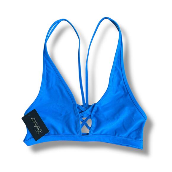 Frederick’s of Hollywood Sunset Strap Bikini Top Blue Size M NWT Made in USA - Picture 1 of 6
